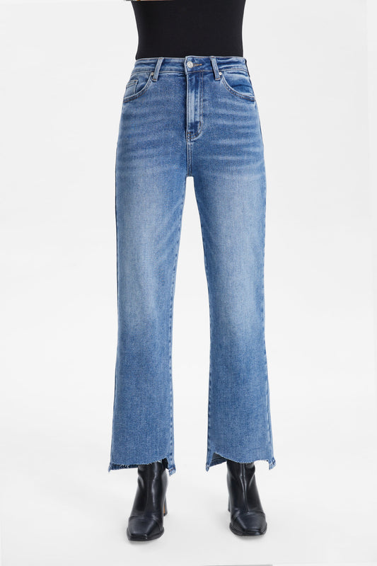 Cornflower Blue High Rise Straight Jean