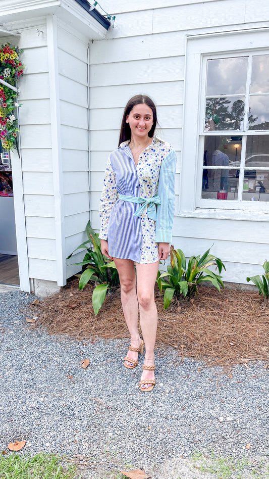 Collared Mix & Match Shirt Dress