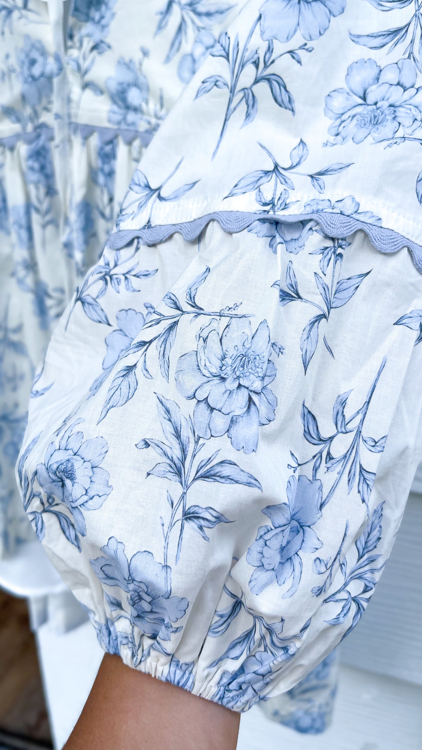 Azure Floral Long Sleeve Top
