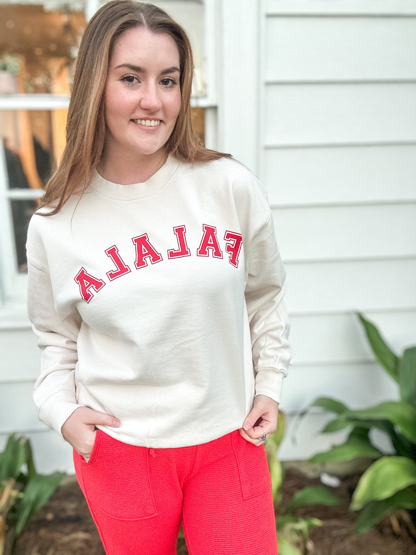 *Final Sale* Ivory W/ Red “FALALA” Christmas Sweatshirt