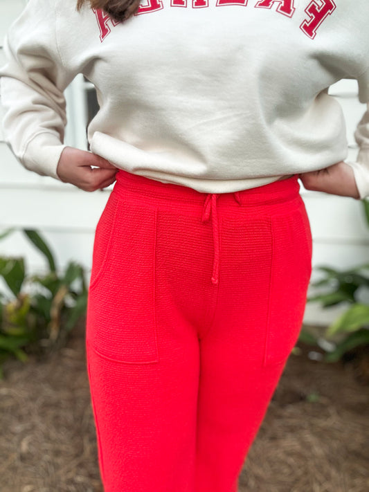 Brown And Red Cozy go-to Knit Pants W/ Pockets