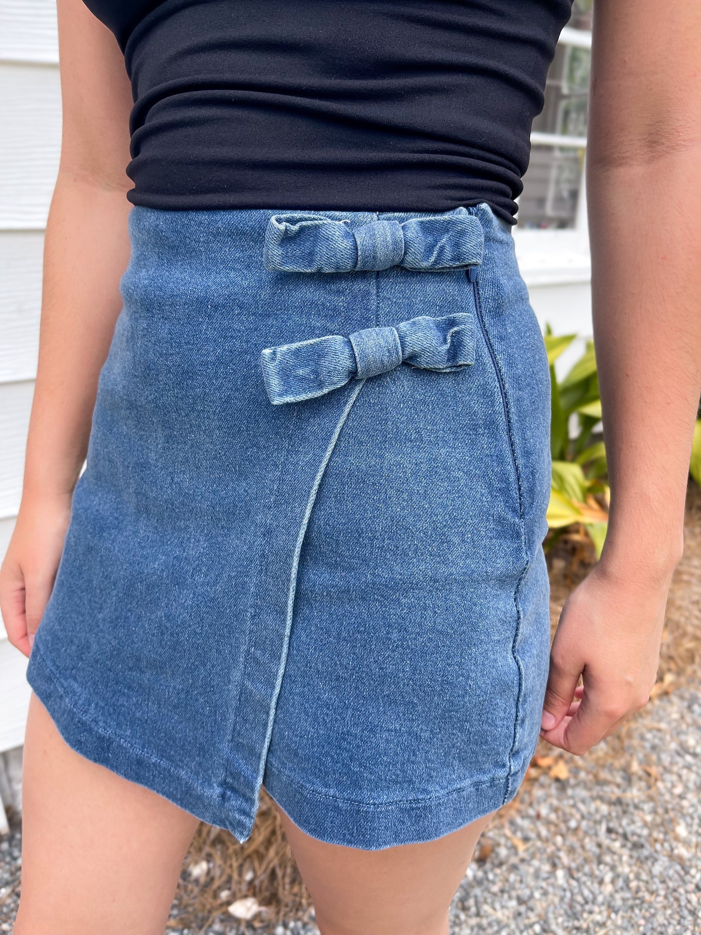 Medium Indigo Washed Denim Skort