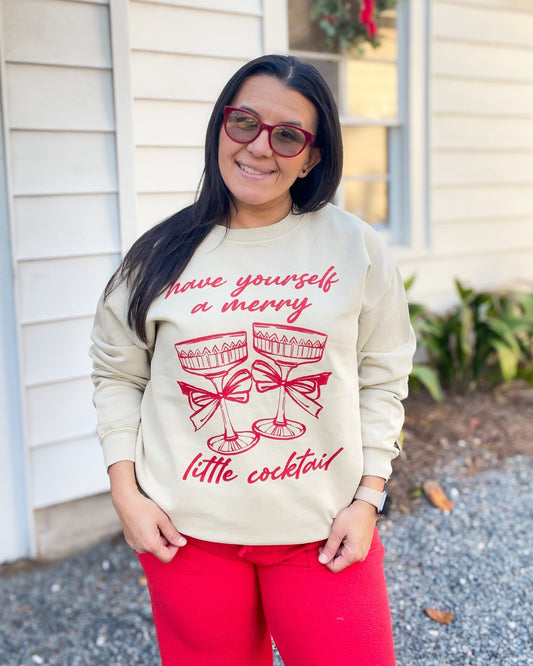 “Have Yourself A Merry Little Cocktail” Graphic Sweatshirt