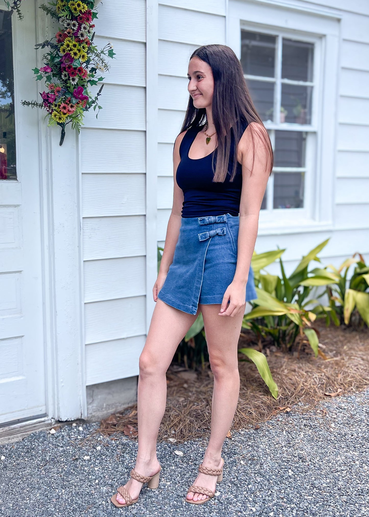 Medium Indigo Washed Denim Skort
