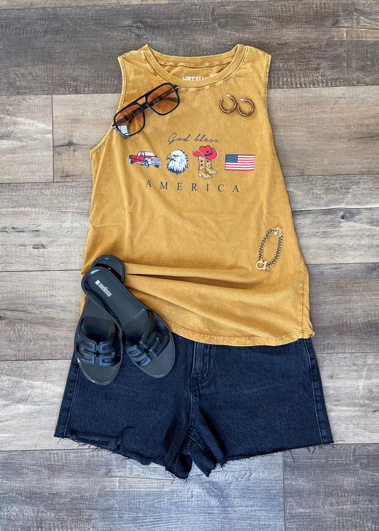 God Bless America Mineral Graphic Tank Top
