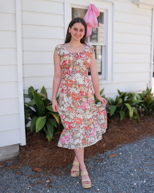 *FINAL SALE * Floral Dunes Midi Dress