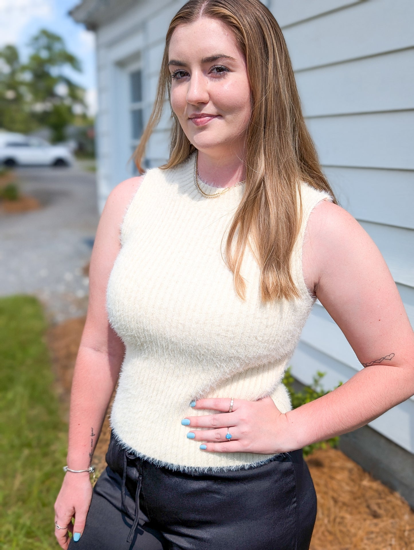 Ivory Tanna Fuzzy Sweater Tank