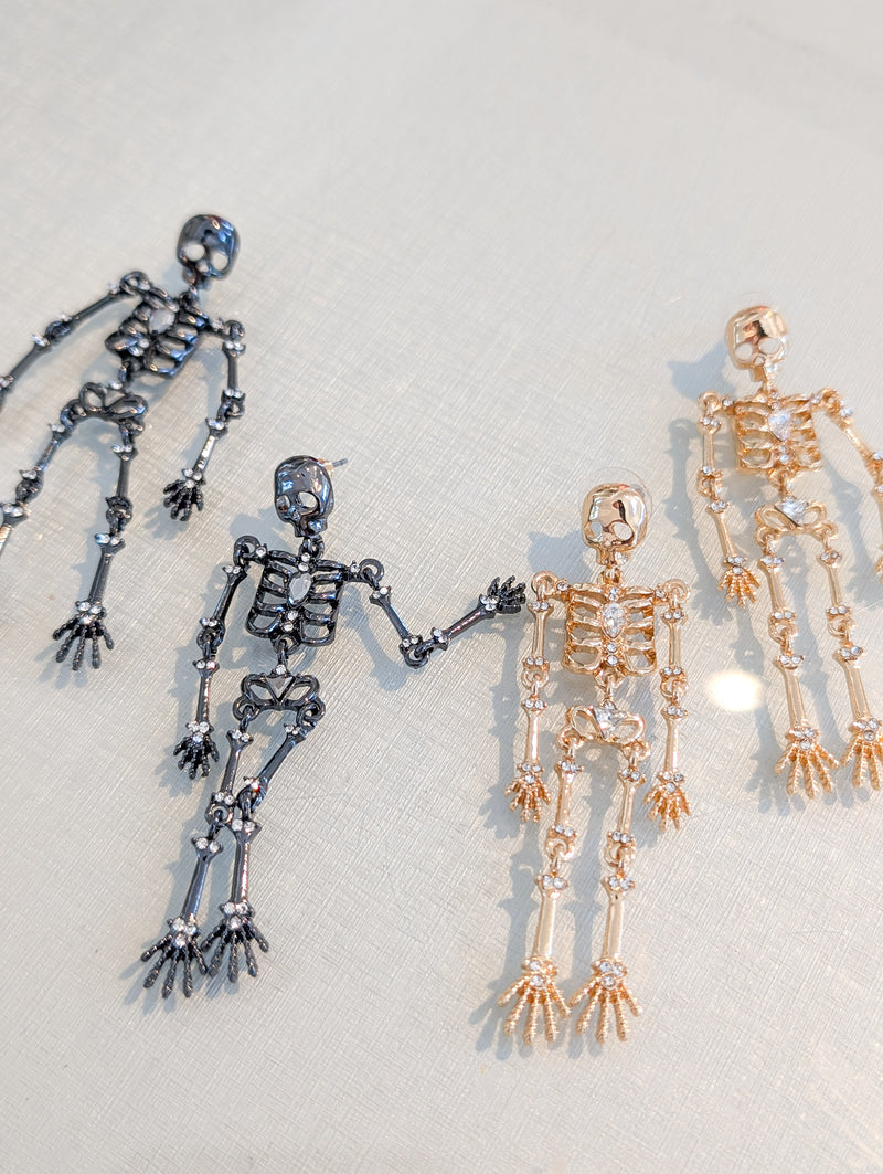 Dangly Drop Skeleton Stud and Post Earrings