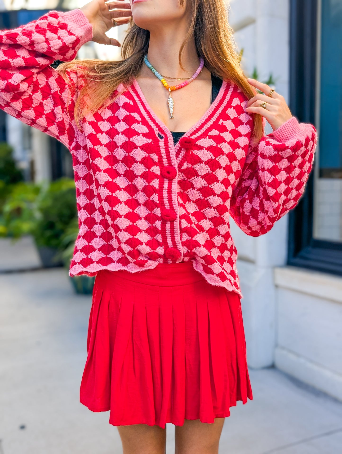 Scarlet Red Pleated Skirt