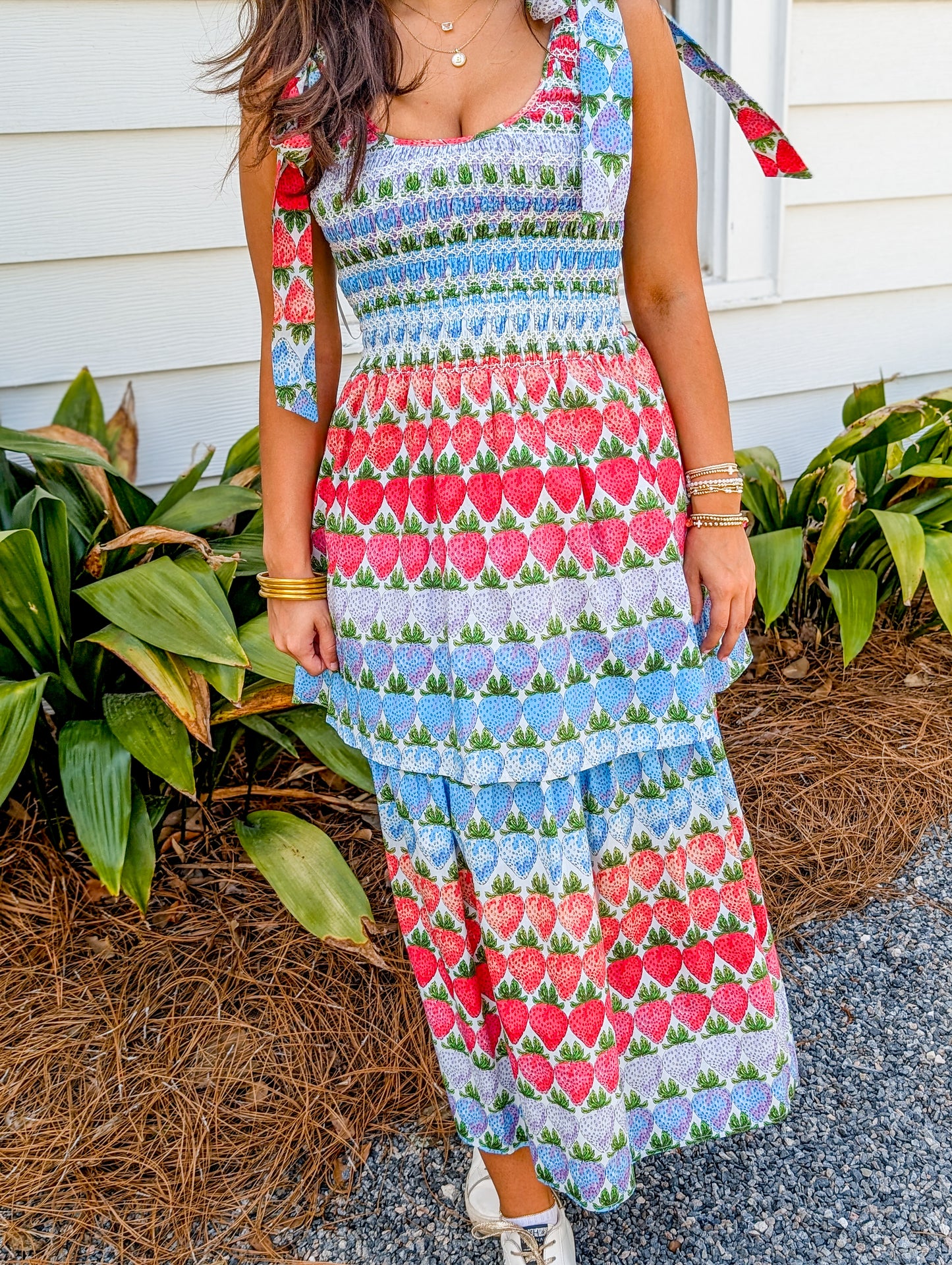 Berry Burst Kasia Smocked Midi Dress