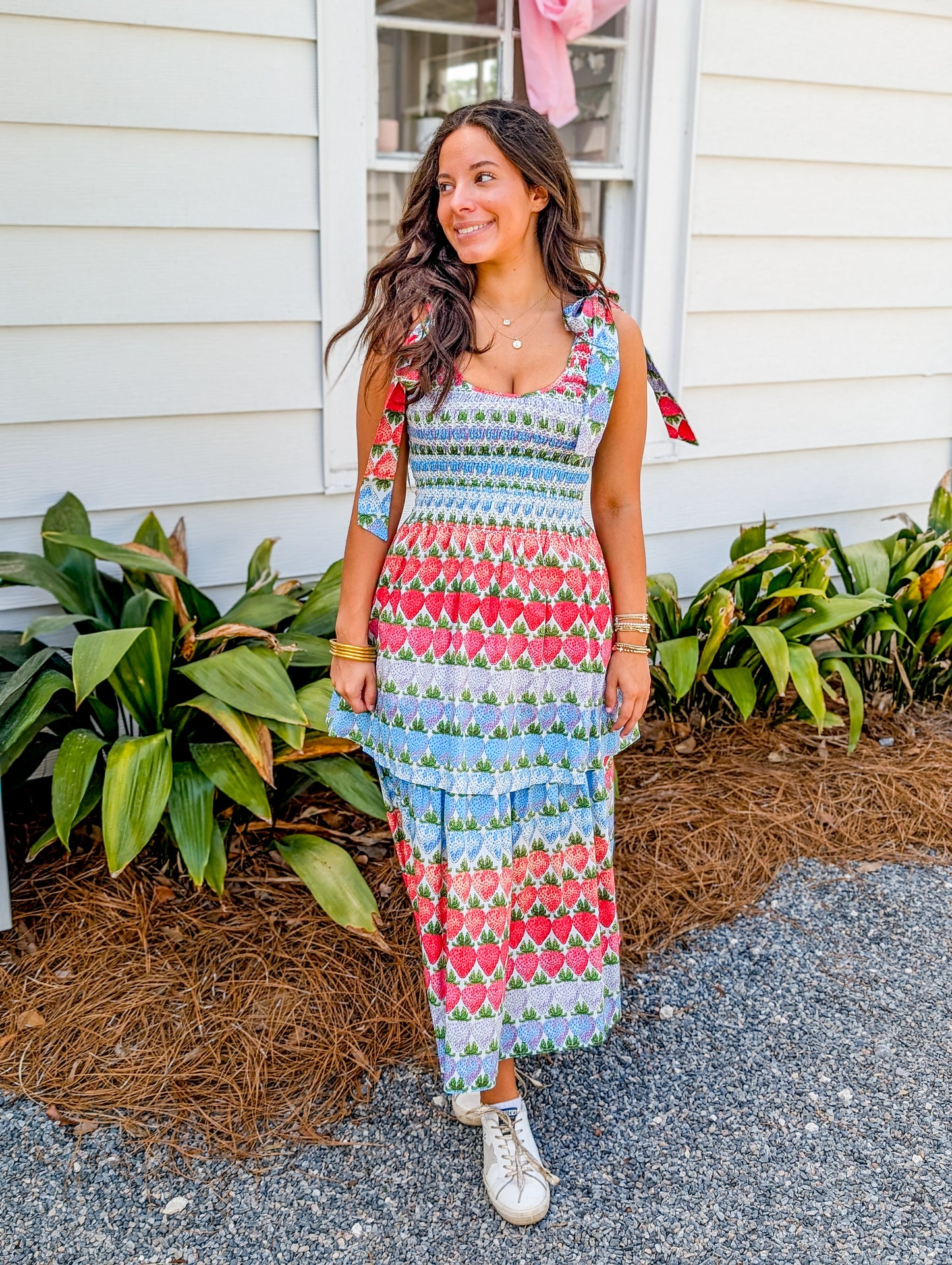 Berry Burst Kasia Smocked Midi Dress