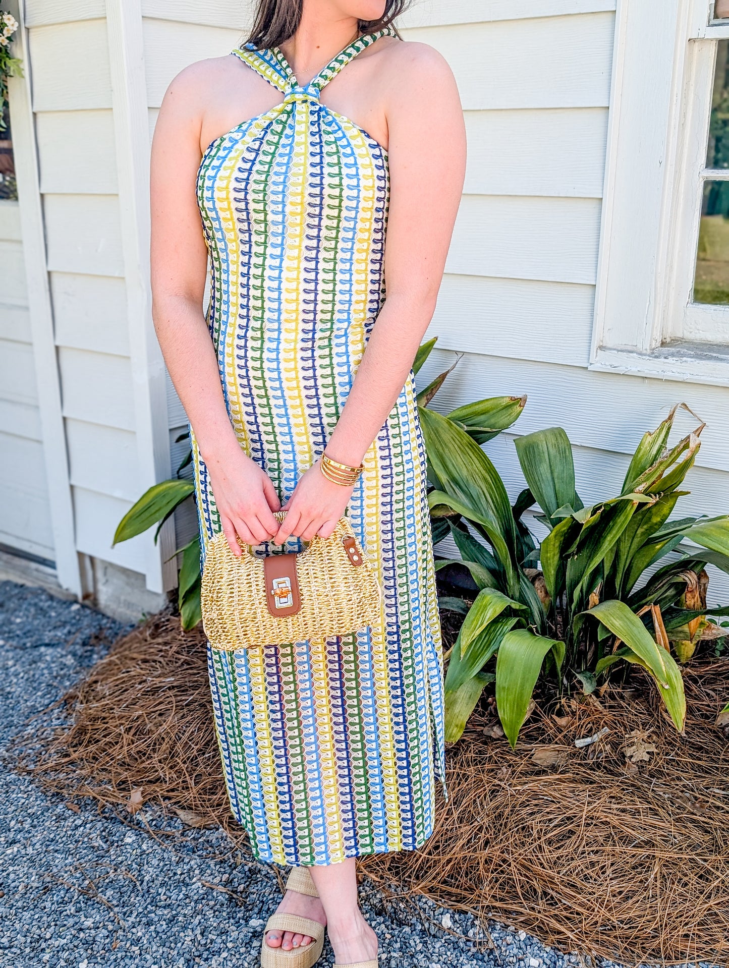 *FINAL SALE* Cycladic Loom Halter Dress