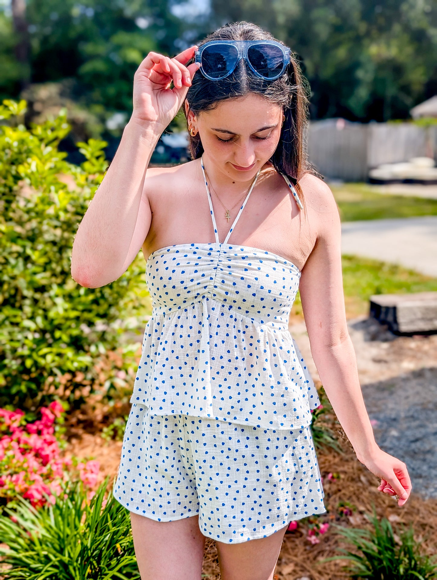 *FINAL SALE* Tide Pool Strapless Polka Dot Shorts