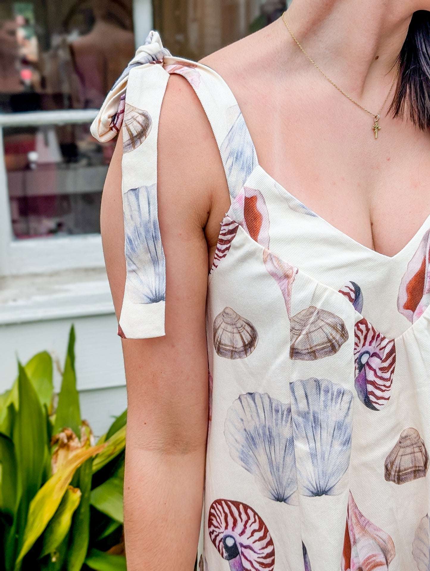 Shell Tie Strap Mini Dress