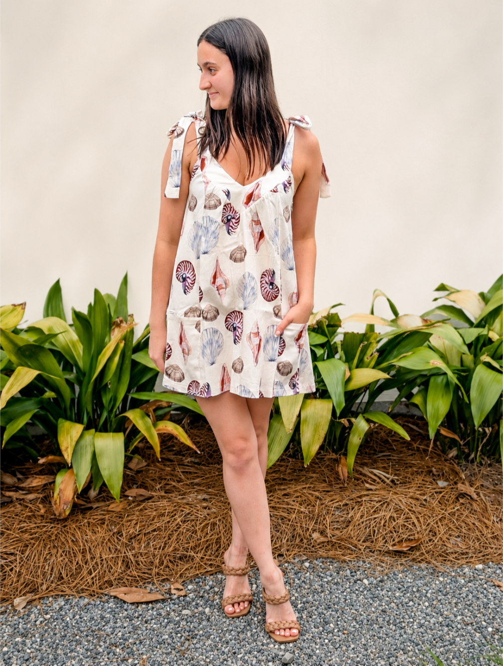 Shell Tie Strap Mini Dress