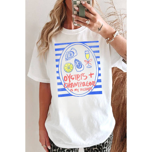 Oysters Champagne Washed Graphic Tee