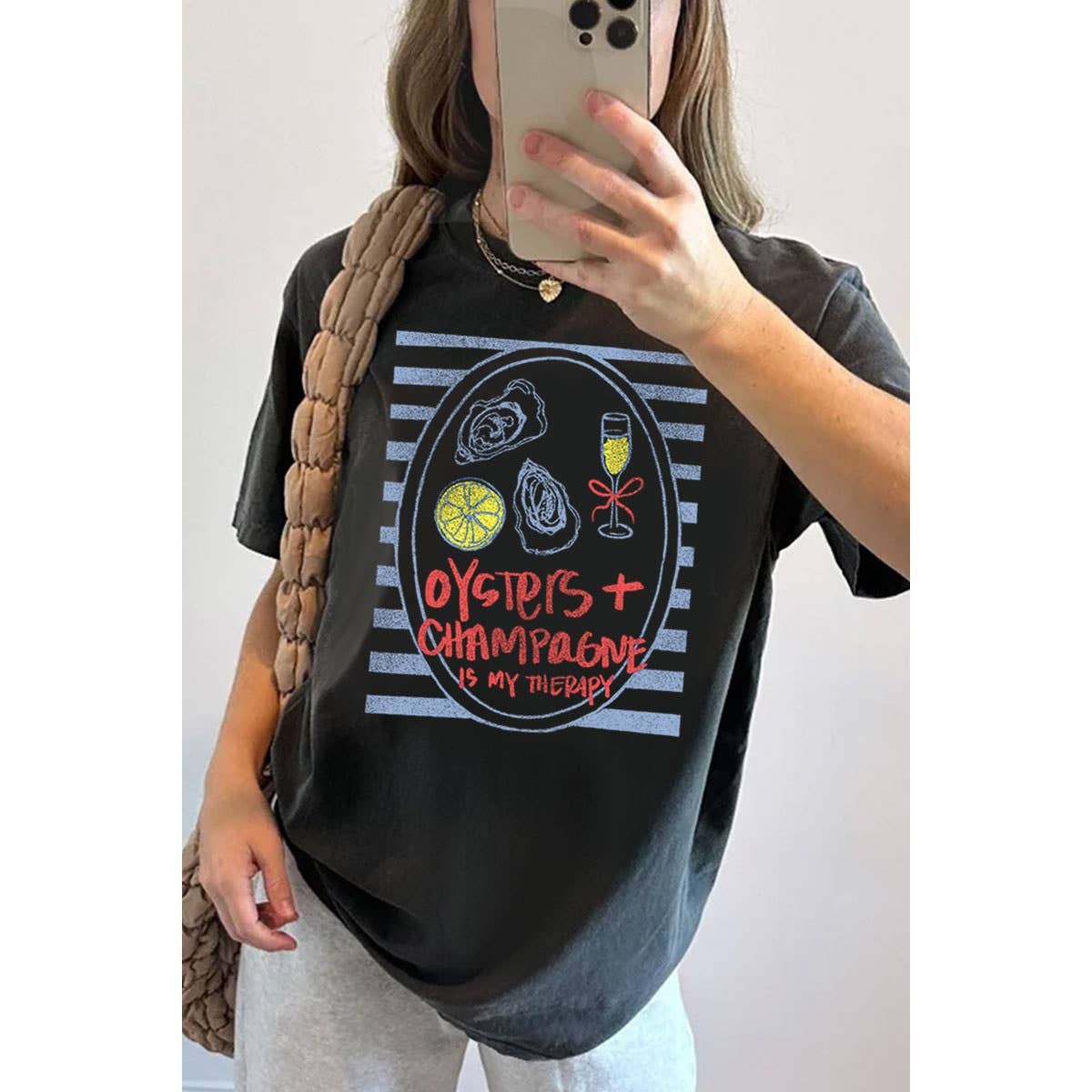 Oysters Champagne Washed Graphic Tee