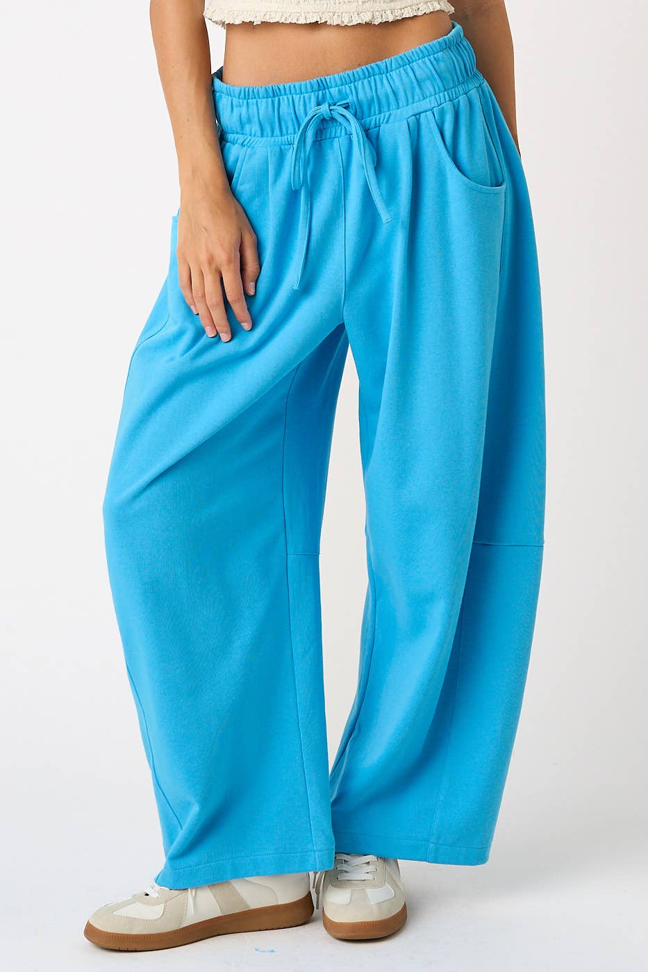 Cotton French Terry Barrel Pants