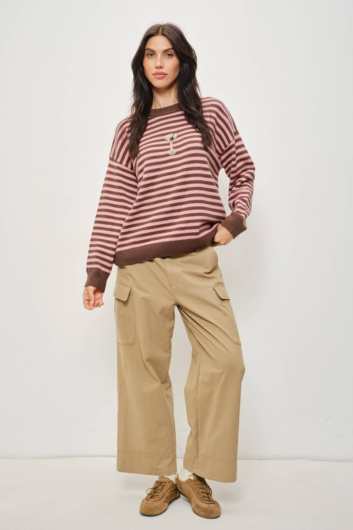 Zelda Martini Bead Striped Sweater