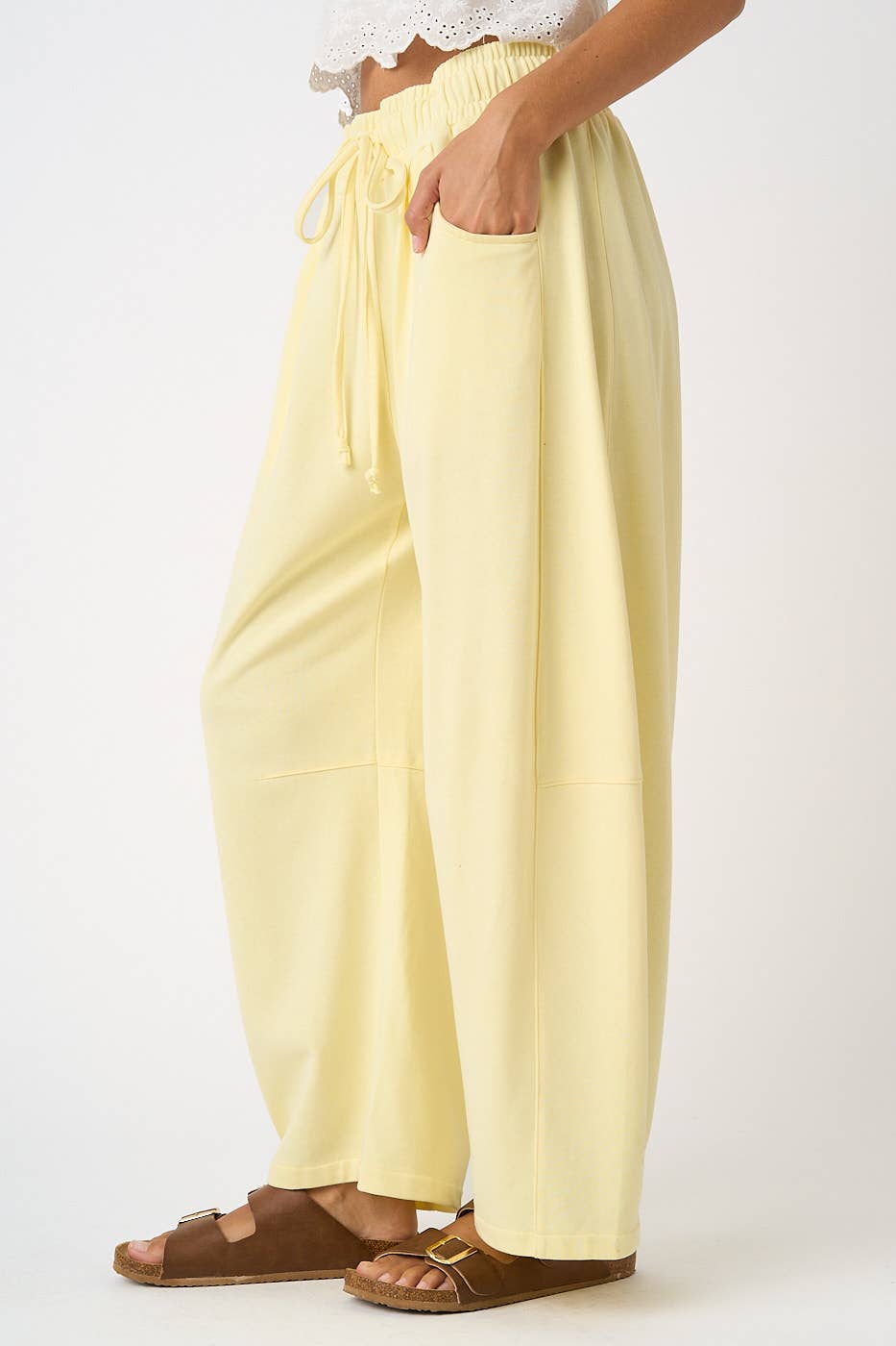 Cotton French Terry Barrel Pants