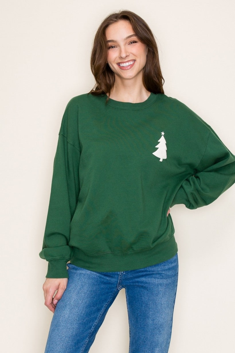 *Final Sale* Forest Green Christmas Tree Graphic Sweatshirt