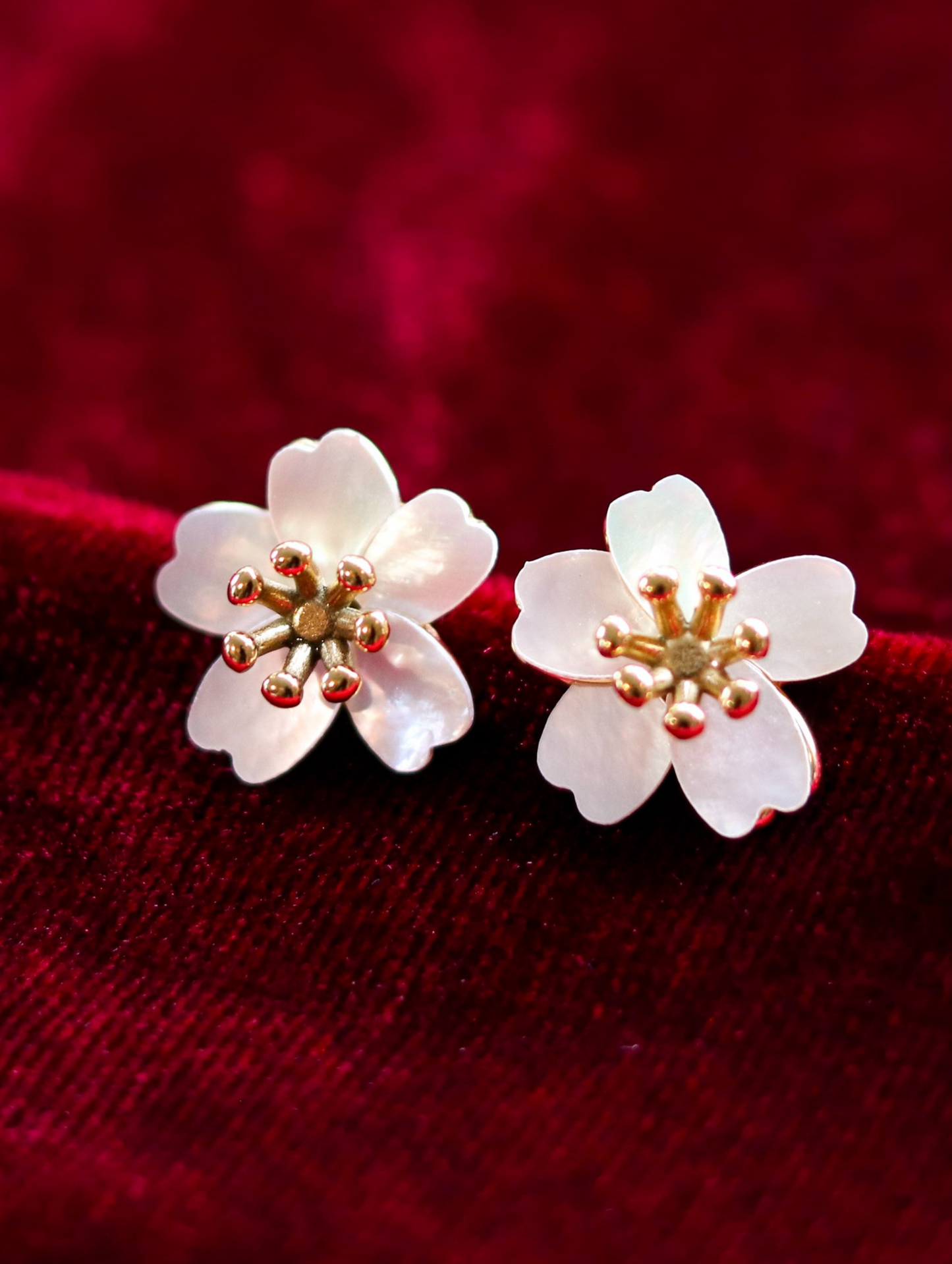 Edwina White Enamel & Gold Flower Stud Earrings