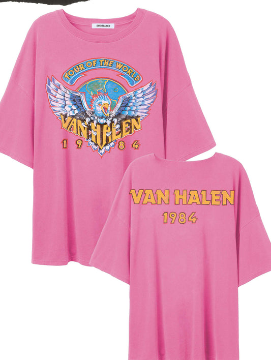 Day Dreamer Pink Van Halen World Tour One Size Fits All Tee